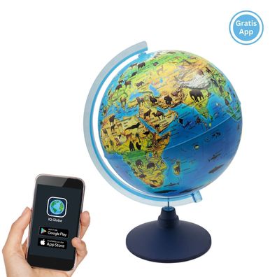 Interaktiver Zoo Globus mit App | Tierabbildungen | Ø 25cm | kabellos beleuchtet
