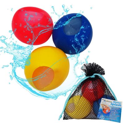 Water Splash | wiederverwendbare Wasserbomben | 3er Set in rot, gelb und blau