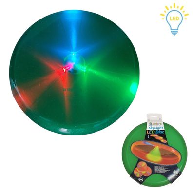 LED Sky Light Disc | grüne Wurfscheibe mit 3 blinkenden Lichtern | Ø 27 cm
