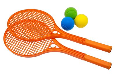 Softball-Tennis für Kinder | Schlägerset orange + 3 Softbälle | Schläger 54 cm