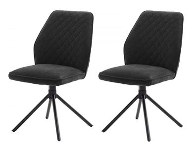 Esszimmer Stuhl Set 2 Stühle Polsterstuhl drehbar grau Küchenstuhl bis 120 kg Acandi