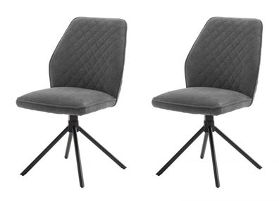 Esszimmer Stuhl Set 2 Stühle Küchenstuhl drehbar grau Polsterstuhl bis 120 kg Acandi