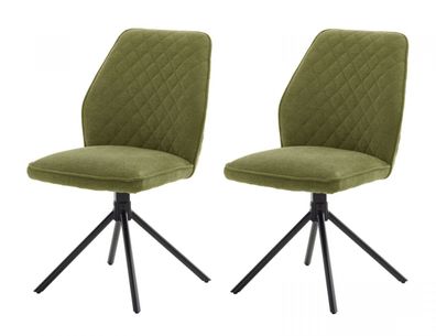 Esszimmer Stuhl Set 2x Küchenstuhl Polsterstuhl drehbar olive Stühle bis 120kg Acandi