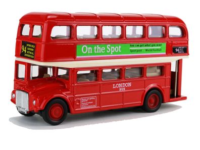 LONDON BUS ROT 12cm Oldtimer Bus roter Doppeldecker Sightseeing Modellauto Welly
