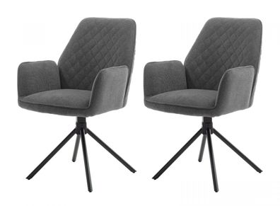 Esszimmer Stuhl Set 2 Stühle mit Armlehne Polsterstuhl drehbar grau Acandi bis 120 kg