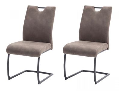 Freischwinger Stuhl Set 2 Stühle sand Polsterstuhl mit Komfortsitz Acroma bis 150 kg