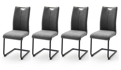 Freischwinger Stuhl Set 4 Stühle mit Komfortsitz Polsterstuhl grau Adana bis 120 kg