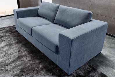Lounge-Sofa NICE 220cm blau Cord Federkernpolsterung 3-Sitzer Couch