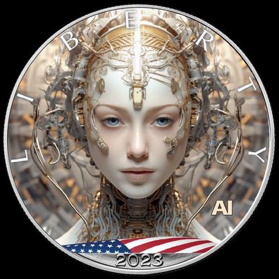 Silbermünze USA Silver Eagle KI Cyber Woman (4) 2023 1 oz Farbe Stempelglanz