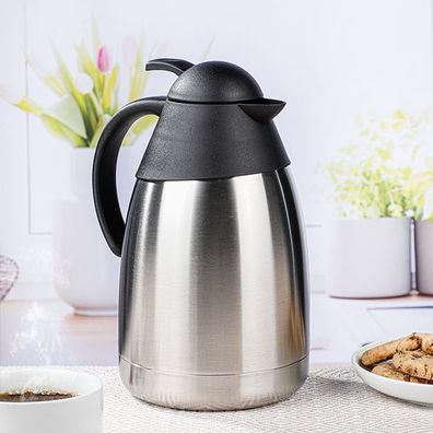 Edelstahl Isolierkanne Kaffeekanne Teekanne 1,5 Liter Thermo Doppelwandig Griff