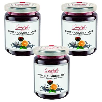 Grashoff Cumberland Sauce fruchtig pikant mit Rotwein 200ml 3er Pack