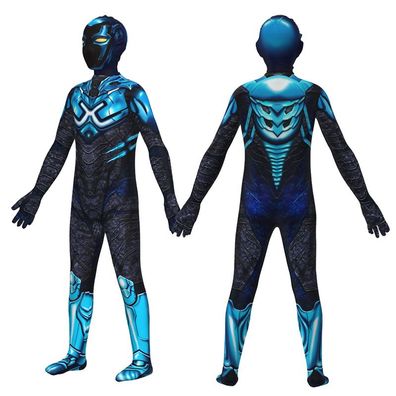 Kinder Halloween Kostüm Cosplay Blue Beetle Jumpsuit Superhero Merch Bodysuit XS-XL