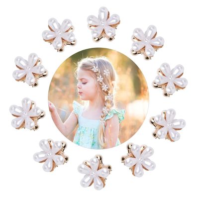 10 Stück Mini-Perlen-Haarspangen, kleine Retro-Haarspangen mit Blume, süß