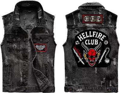 Stranger Things - Hellfire Club (Denim Sleeveless Jacket) Jacke