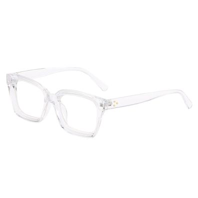 100; Transparente Vintage-Lesebrille, stilvoller dicker rechteckiger Rand 0-300