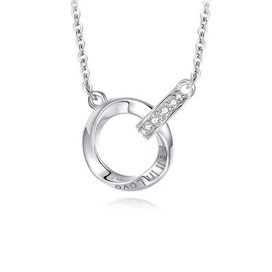 925 Silber Doppelring Mobius Loop Halskette, Mode Halskette, Damen