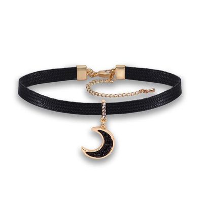 Schwarze Mond-Anhänger-Halsketten, modische Halsketten fér Frauen