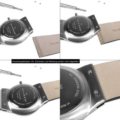 Minott Uhrenarmband Kalbsleder gleichlaufend braun > zum Verschrauben