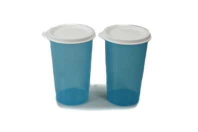 Tupperware To Go Eco 330 ml blau (2) Becher Trinkbecher mit Deckel