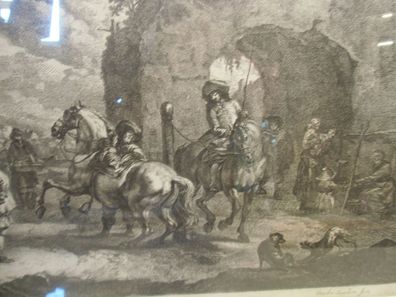 Kupferstich um 1820 Reiter und Hunde /5801