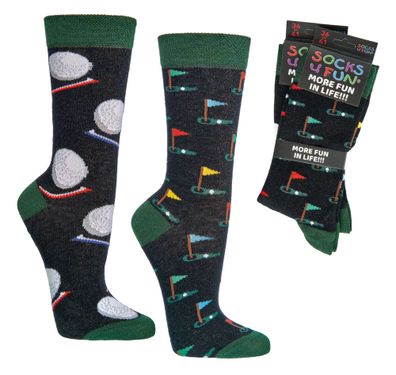 Damen Herren Spaßsocken, Fun socks, witzige Socken Golf
