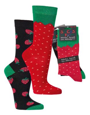 Damen Herren Spaßsocken, Fun socks, witzige Socken Erdbeere