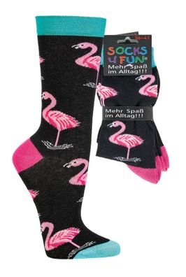 Damen Herren Spaßsocken, Fun socks, witzige Socken Flamingo