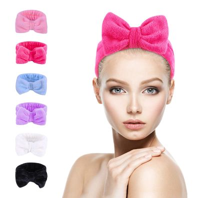 6er-Pack weiches Stirnband aus Korallenfleece für Damen, Make-up, Spa, Stirnbänder
