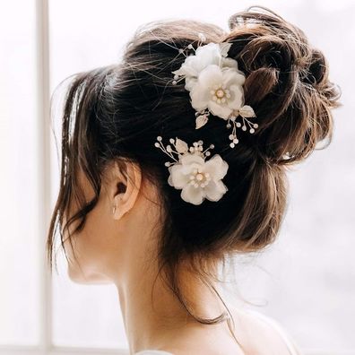 Braut-Haarspangen, 2 Stück, Blumen-Hochzeits-Haarkammnadeln, Hochzeits-Haar-Accessoi