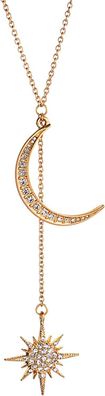 Mode Böhmen Kristall Crescent Moon & Star Halsketten Quaste Anhänger Einzigartig