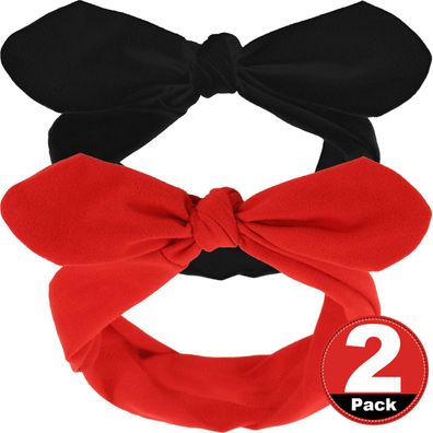 2 Stück Retro-Stirnbänder, rot, schwarz, Haarband, Vintage-Draht-Stirnband, Hasenohr