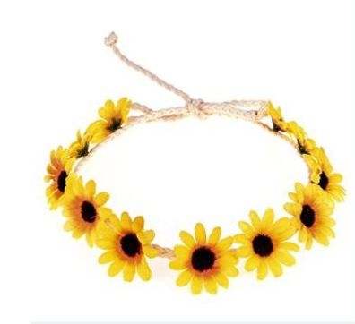 5 Stück Sonnenblumen-Kronen-Haarkranz, Gänseblümchen-Stirnbänder, Hippie-Stirnbänder
