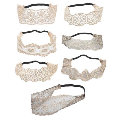 7 Stück Spitzen-Stirnbänder für Damen und Mädchen, Stretch-Stirnband, elegantes