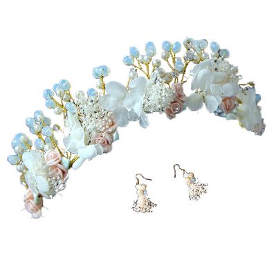 Blumenmädchen-Kopfschmuck für die Hochzeit, Perlen-Blumengirlanden-Stirnband, Brauth