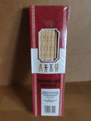 Origial chinesische Eßstäbchen aus Holz mit Brandmalerei /10 Paare