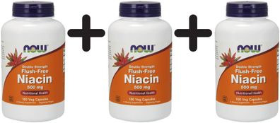 3 x Flush-Free Niacin, 500mg - 180 vcaps