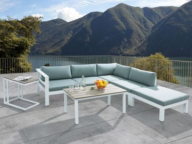 Designer Aluminium Lounge Marburg Gartenmöbel Sitzgruppe weiß grün Terrasse Balkon