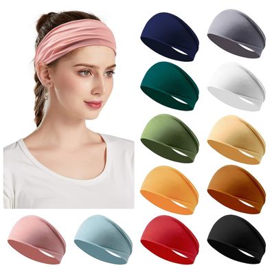 12er-Pack Damen-Stirnbänder, elastische Haarbänder, Workout, Laufen, Turban, Kopftuc