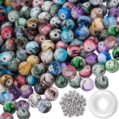 500 Acrylperlen, lose Perlen mit Tintenmustern für die Schmuckherstellung