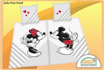 Bettwäsche Partnerbettwäsche Walt Disney Minnie Mouse & Mickey Mouse NEU