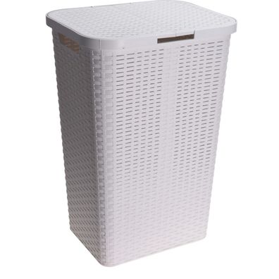 Wäschetruhe Wäschekorb Wäschebox Wäschesammler mit Deckel 65L weiß