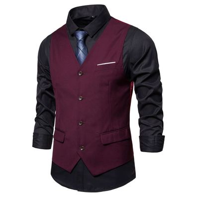 Herren-Anzugweste, rmellose Weste mit V-Ausschnitt, Slim-Fit-Anzug