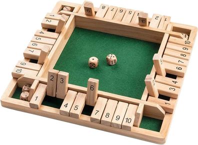 Holzbrettspiel, 4 Spieler Shut The Box Würfelspiel Mathematik Traditionelles Pub