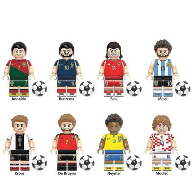 Weltmeisterschaft Fußballstars Figuren Bausteine Kinderspielzeug 4,5 cm 8er-Set