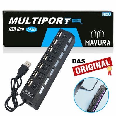 Multiport USB Hub 7-fach Port Splitter Adapter Superspeed Datenhub Verteiler