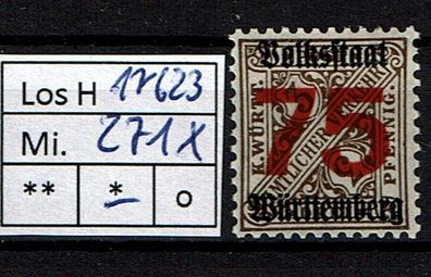 Los H17623: Württemberg Dienst Mi. 271 X *