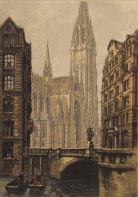 Farbradierung um 1910 Hamburg Willy Scholz /5806