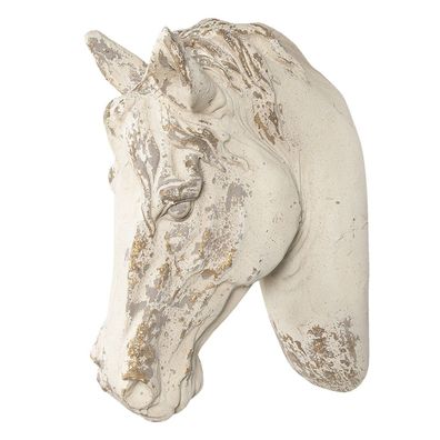 Clayre & Eef Wanddekoration Pferd 32x16x45 cm Weiß Kunststoff (Gr. 32x16x45 cm)