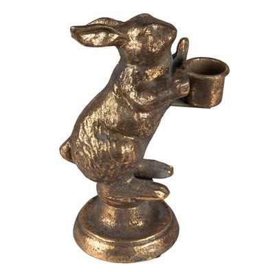 Clayre & Eef Kerzenständer Kaninchen 12x10x30 cm Goldfarbig Eisen (Gr. 10x7x16 cm)