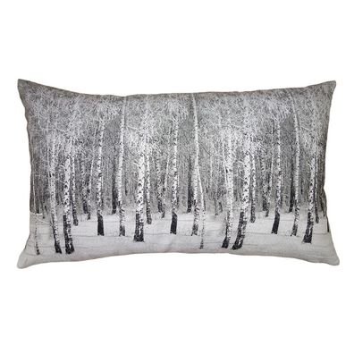 Clayre & Eef Kissenbezug 30x50 cm Grau Polyester Rechteck Baum (Gr. 30x50 cm)